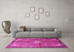 Machine Washable Persian Pink Traditional Rug in a Living Room, wshtr184pnk