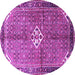 Round Machine Washable Persian Purple Traditional Area Rugs, wshtr184pur