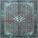 Square Machine Washable Persian Light Blue Traditional Rug, wshtr184lblu