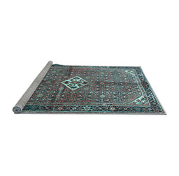 Sideview of Machine Washable Persian Light Blue Traditional Rug, wshtr184lblu