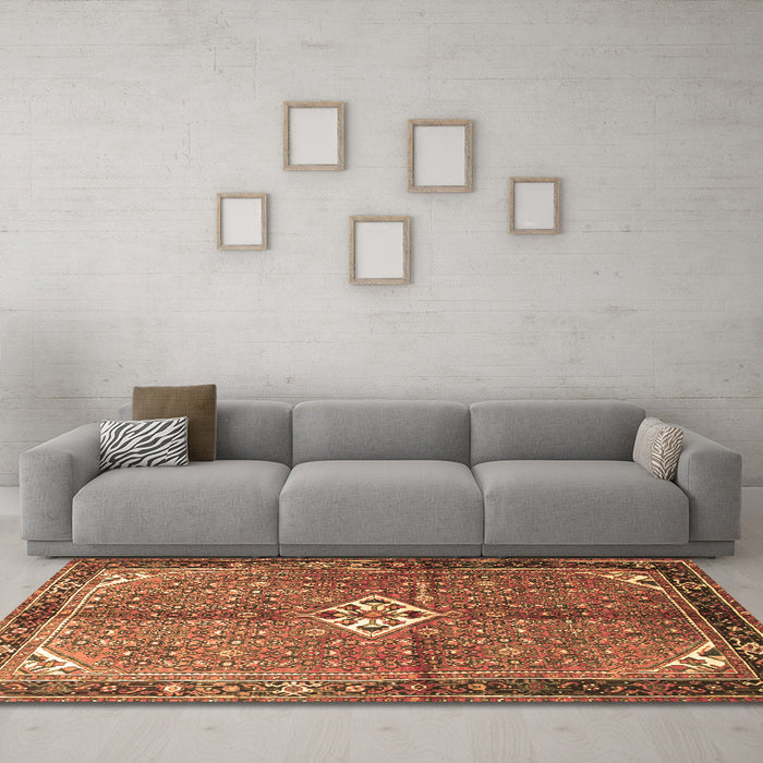Machine Washable Persian Brown Traditional Rug in a Living Room,, wshtr184brn