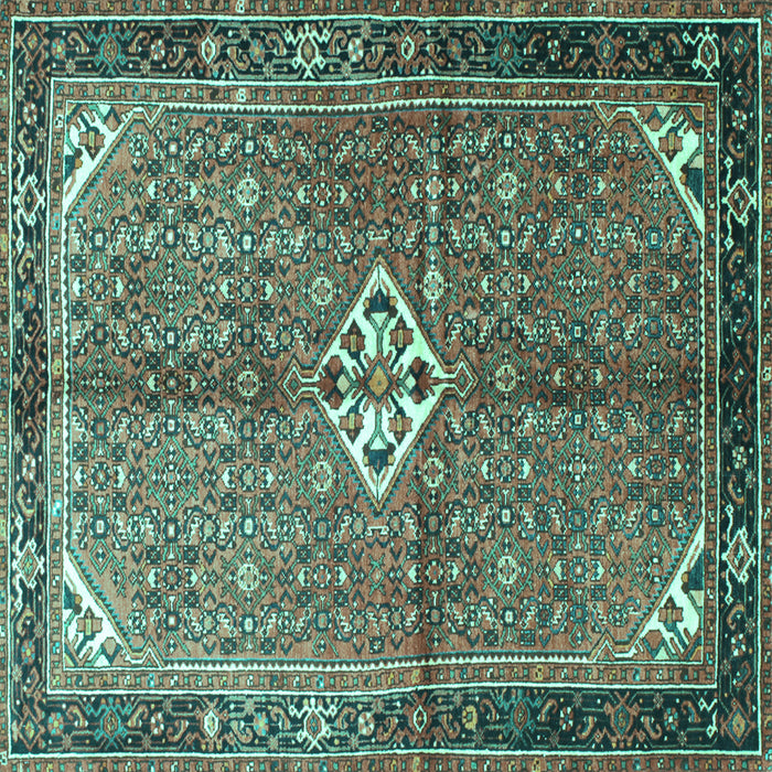 Square Machine Washable Persian Turquoise Traditional Area Rugs, wshtr184turq