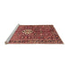 Sideview of Machine Washable Traditional Sunrise Orange Rug, wshtr185