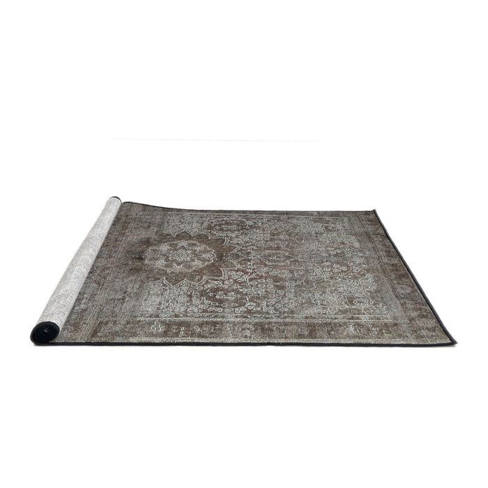 Sideview of Machine Washable Traditional Gunmetal Gray Rug, wshtr1850