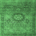 Square Machine Washable Persian Emerald Green Traditional Area Rugs, wshtr1850emgrn