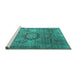 Sideview of Machine Washable Persian Turquoise Traditional Area Rugs, wshtr1850turq