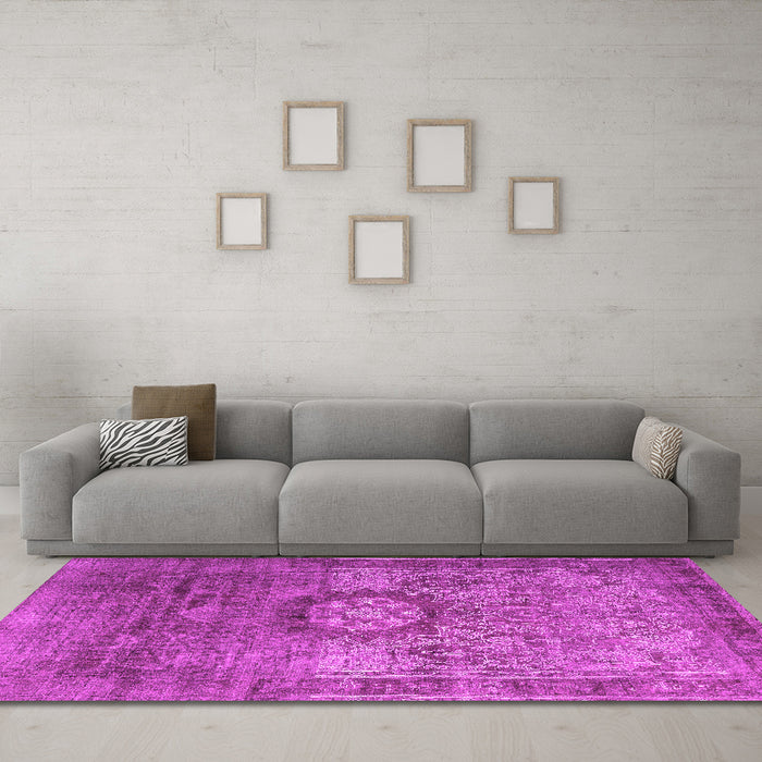 Machine Washable Persian Pink Traditional Rug in a Living Room, wshtr1850pnk