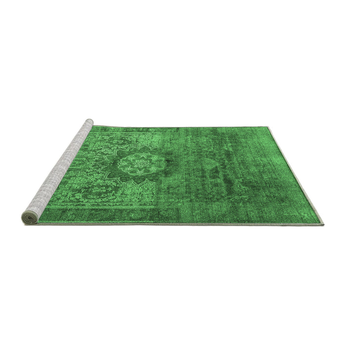 Sideview of Machine Washable Persian Emerald Green Traditional Area Rugs, wshtr1850emgrn