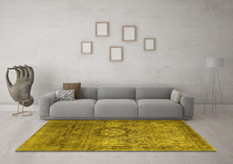 Machine Washable Persian Yellow Traditional Rug in a Living Room, wshtr1850yw