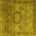 Square Machine Washable Persian Yellow Traditional Rug, wshtr1850yw