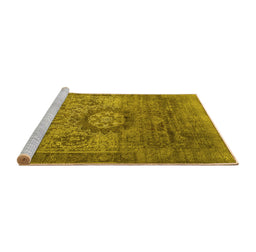 Sideview of Machine Washable Persian Yellow Traditional Rug, wshtr1850yw