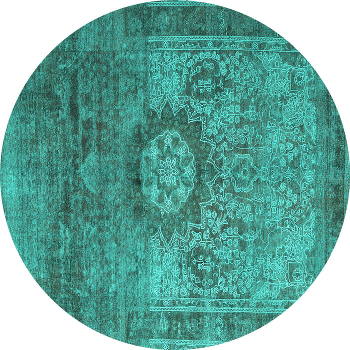 Round Persian Turquoise Traditional Rug, tr1850turq