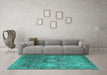 Machine Washable Persian Turquoise Traditional Area Rugs in a Living Room,, wshtr1850turq