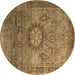 Round Persian Brown Traditional Rug, tr1850brn