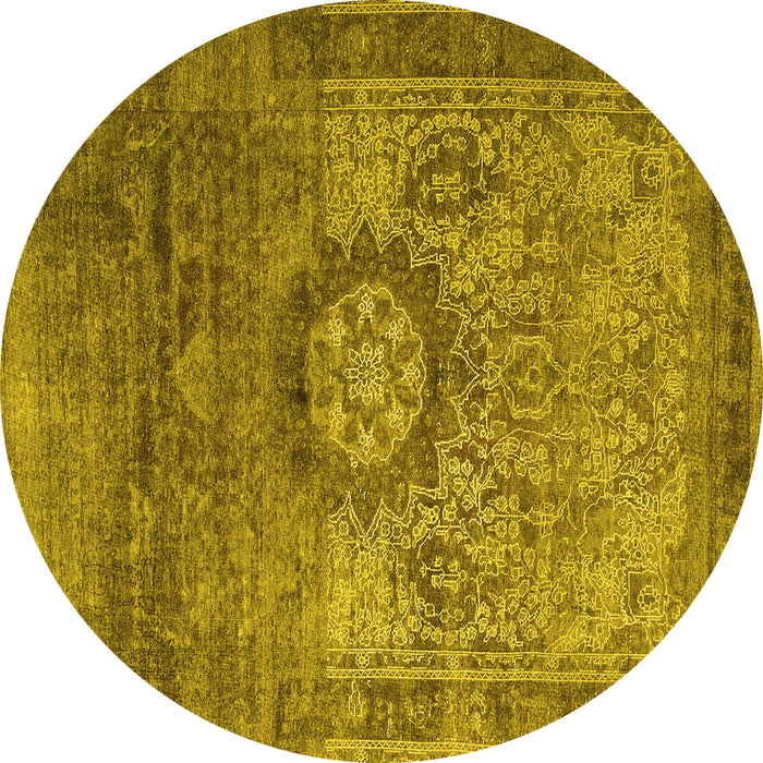 Round Machine Washable Persian Yellow Traditional Rug, wshtr1850yw