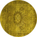 Round Machine Washable Persian Yellow Traditional Rug, wshtr1850yw