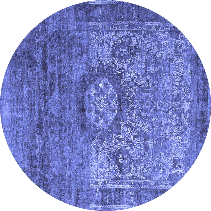 Round Persian Blue Traditional Rug, tr1850blu