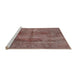 Sideview of Machine Washable Traditional Chestnut Brown Rug, wshtr1851