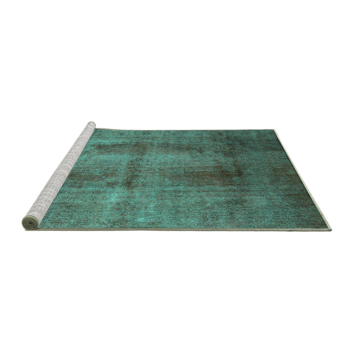 Sideview of Machine Washable Persian Turquoise Traditional Area Rugs, wshtr1851turq