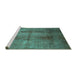 Sideview of Machine Washable Persian Turquoise Traditional Area Rugs, wshtr1851turq