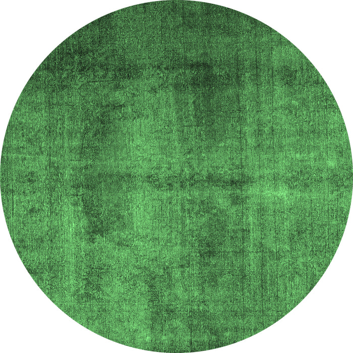 Round Machine Washable Persian Emerald Green Traditional Area Rugs, wshtr1851emgrn