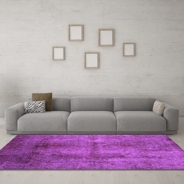 Machine Washable Persian Purple Traditional Area Rugs in a Living Room, wshtr1851pur