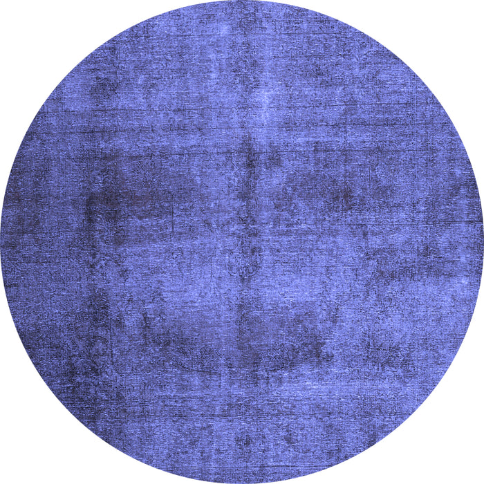 Round Machine Washable Persian Blue Traditional Rug, wshtr1851blu