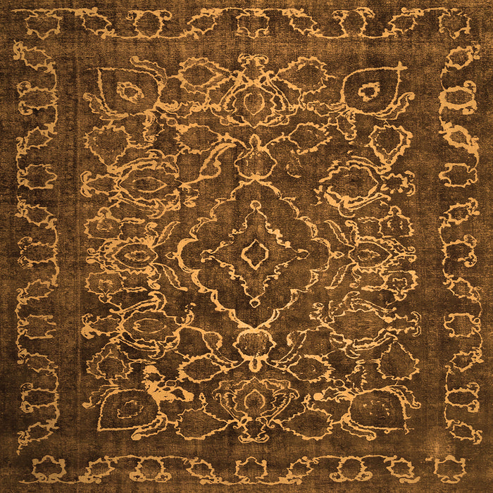 Round Machine Washable Persian Orange Traditional Area Rugs, wshtr1852org