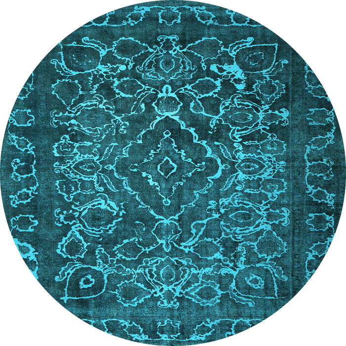 Round Machine Washable Persian Light Blue Traditional Rug, wshtr1852lblu