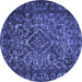 Round Machine Washable Persian Blue Traditional Rug, wshtr1852blu