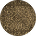 Round Persian Brown Traditional Rug, tr1852brn