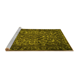Sideview of Machine Washable Persian Yellow Traditional Rug, wshtr1852yw