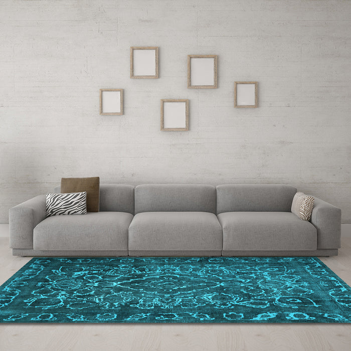 Machine Washable Persian Light Blue Traditional Rug in a Living Room, wshtr1852lblu