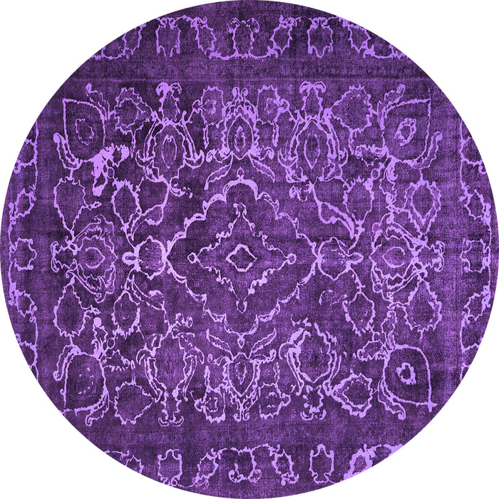 Round Machine Washable Persian Purple Traditional Area Rugs, wshtr1852pur