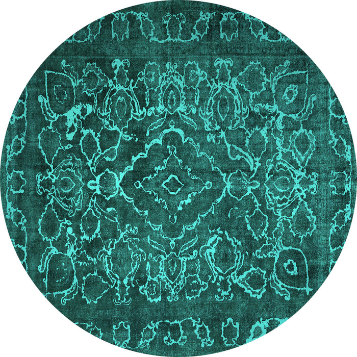 Round Persian Turquoise Traditional Rug, tr1852turq