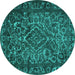 Round Persian Turquoise Traditional Rug, tr1852turq