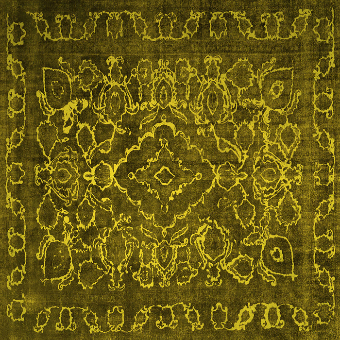 Square Machine Washable Persian Yellow Traditional Rug, wshtr1852yw