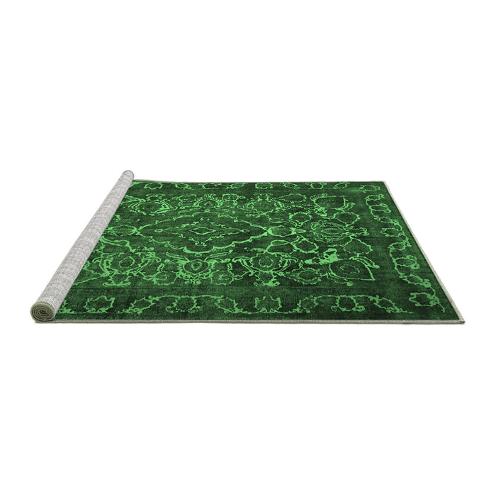 Sideview of Machine Washable Persian Emerald Green Traditional Area Rugs, wshtr1852emgrn