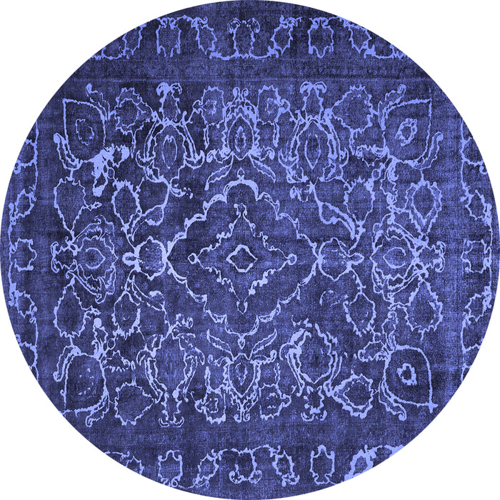 Round Persian Blue Traditional Rug, tr1852blu