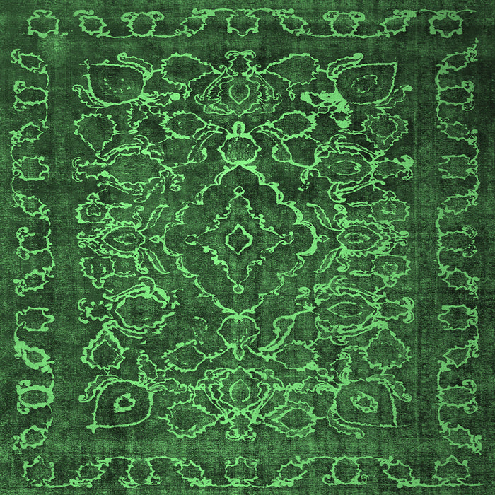 Square Machine Washable Persian Emerald Green Traditional Area Rugs, wshtr1852emgrn