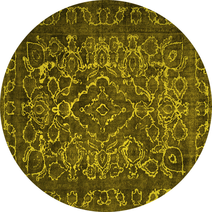 Round Persian Yellow Traditional Rug, tr1852yw