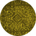 Round Persian Yellow Traditional Rug, tr1852yw