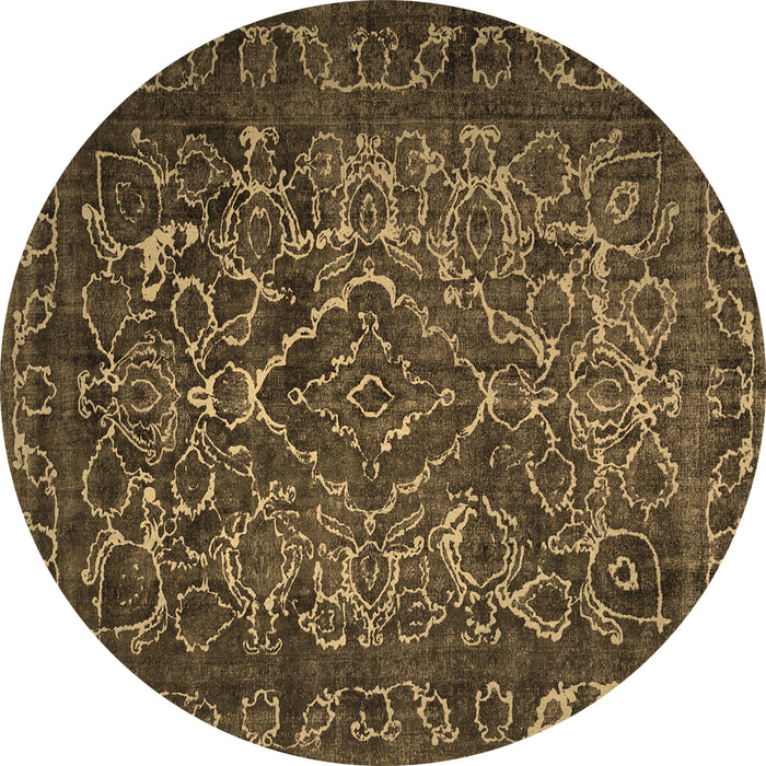 Round Machine Washable Persian Brown Traditional Rug, wshtr1852brn