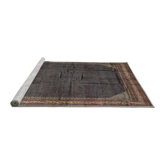 Sideview of Machine Washable Traditional Burgundy Brown Rug, wshtr1853