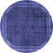 Round Persian Blue Traditional Rug, tr1853blu