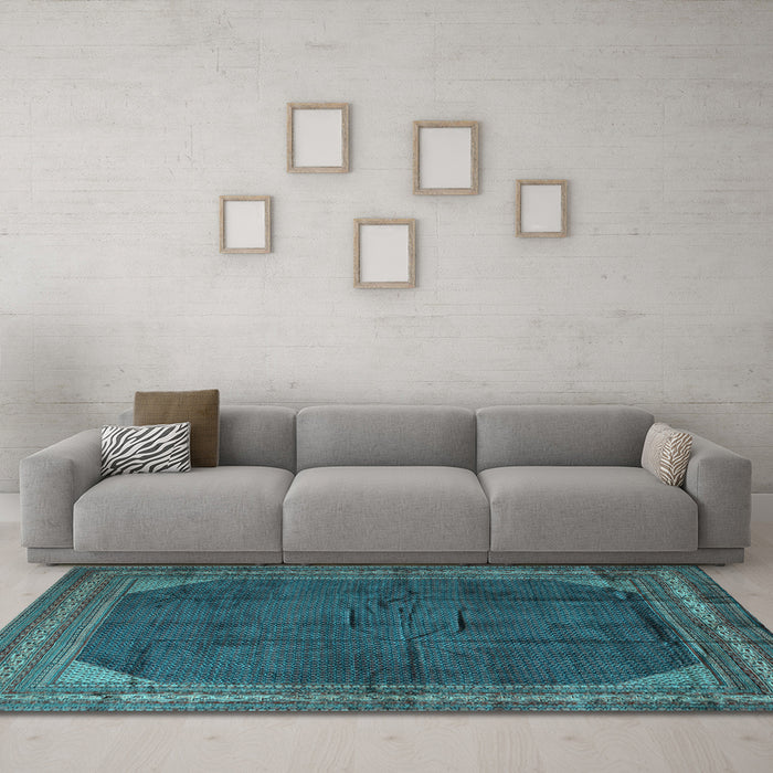 Machine Washable Persian Light Blue Traditional Rug in a Living Room, wshtr1853lblu