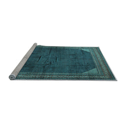 Sideview of Machine Washable Persian Light Blue Traditional Rug, wshtr1853lblu