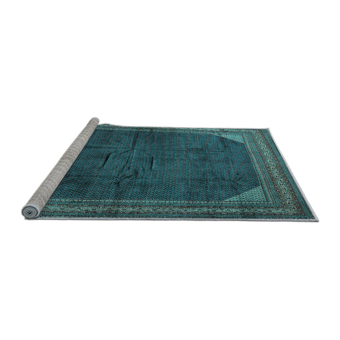Sideview of Machine Washable Persian Light Blue Traditional Rug, wshtr1853lblu