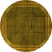 Round Persian Yellow Traditional Rug, tr1853yw