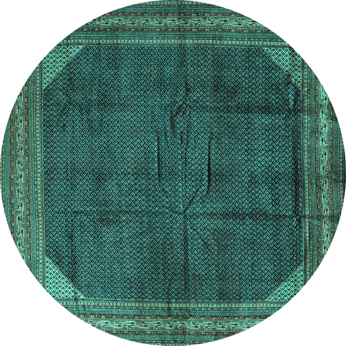 Round Persian Turquoise Traditional Rug, tr1853turq